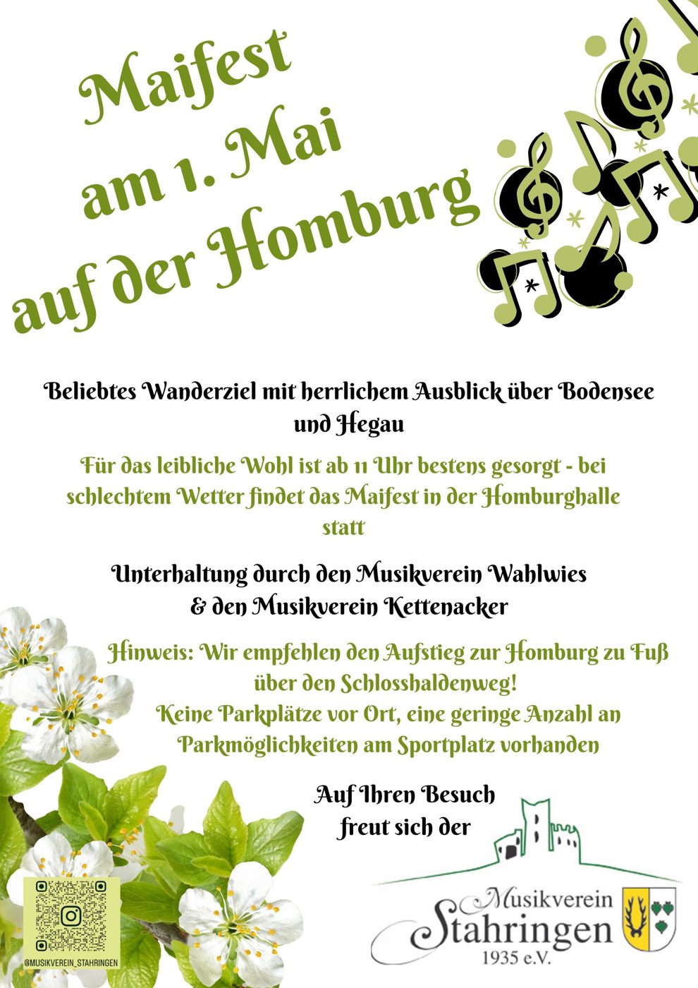Plakat: Maifest am 1. Mai auf der Homburg